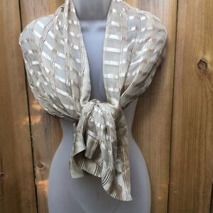 Giorgio Armani Le Collezioni Long Silk Warm Beige Shawl Scarf Wrap